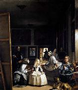 VELAZQUEZ, Diego Rodriguez de Silva y Las Meninas or The Family of Philip IV oil on canvas
